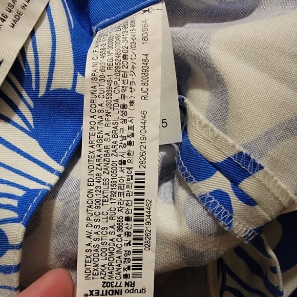 Zara high rise tropical pants floral blue size 1x 46 NWT - Picture 5 of 5